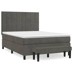 Box spring postel s matrací tmavě šedá 140x200 cm samet - obrázek 2