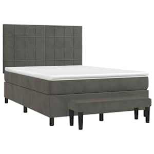 Box spring postel s matrací tmavě šedá 140x200 cm samet - obrázek 3