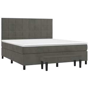 Box spring postel s matrací tmavě šedá 160x200 cm samet - obrázek 3