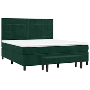 Box spring postel s matrací tmavě zelená 160x200 cm samet - obrázek 3