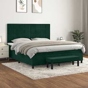 Box spring postelja z vzmetnico temno zelena 160x200 cm žamet