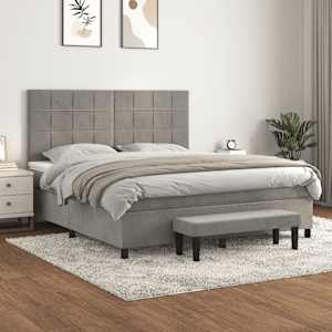 Box spring postel s matrací světle šedá 180x200 cm samet - obrázek 1