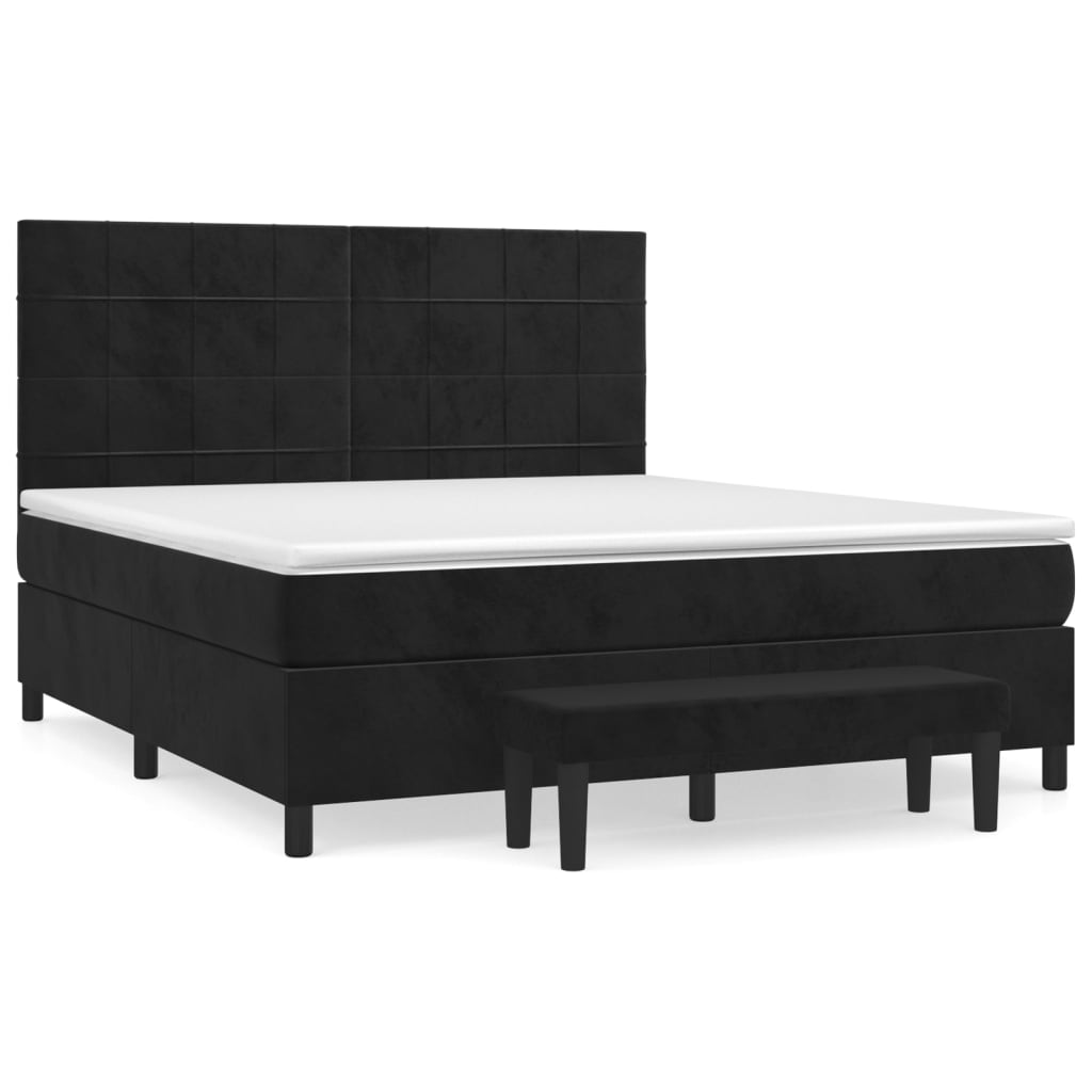 vidaXL Box spring postel s matrací černá 180x200 cm samet