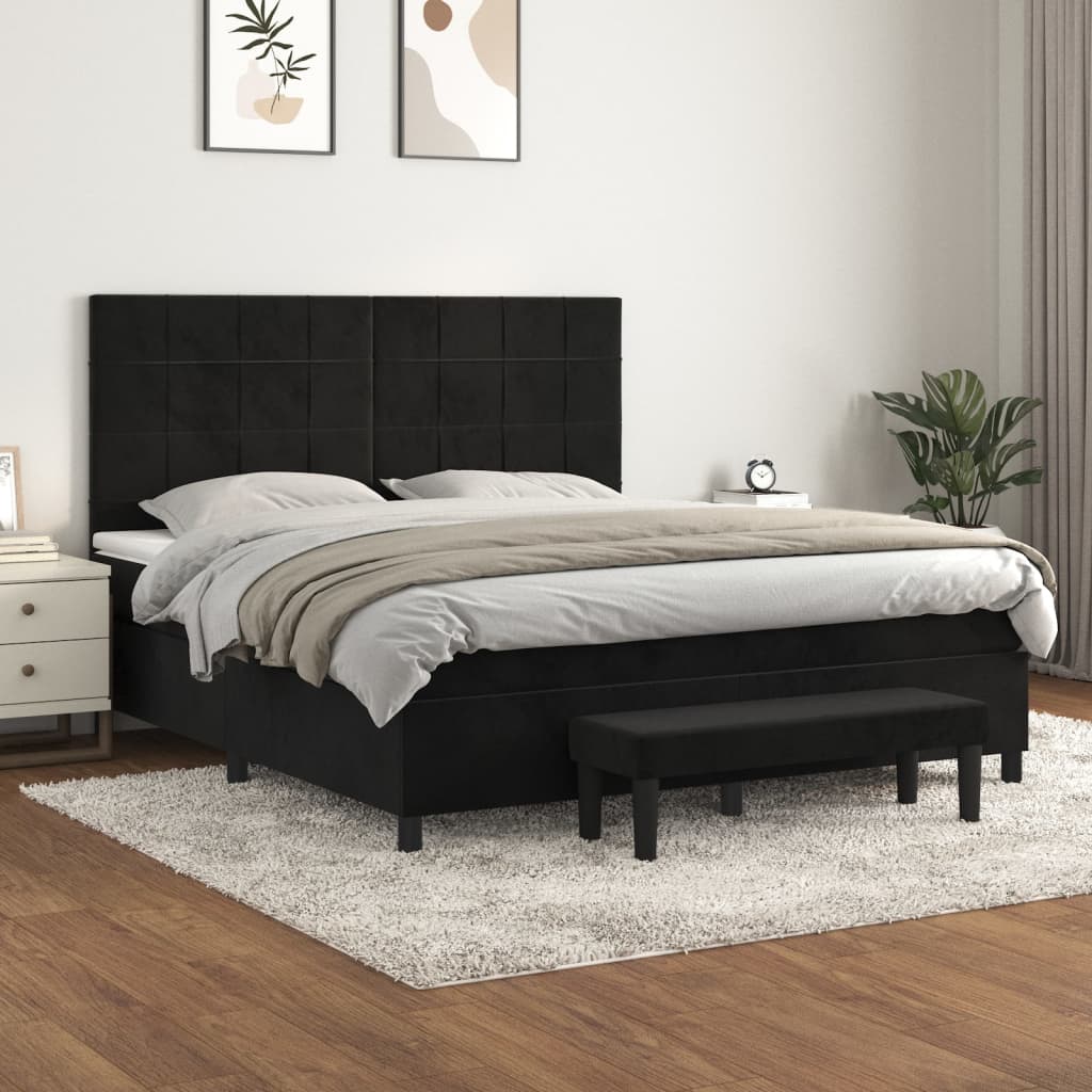 Box spring postel s matrací černá 180x200 cm samet