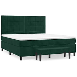 Box spring postel s matrací tmavě zelená 180x200 cm samet - obrázek 2
