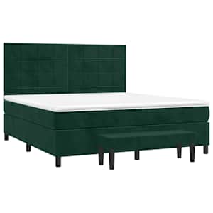 Box spring postel s matrací tmavě zelená 180x200 cm samet - obrázek 3