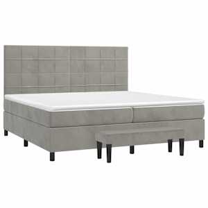 Box spring postel s matrací světle šedá 200x200 cm samet - obrázek 3
