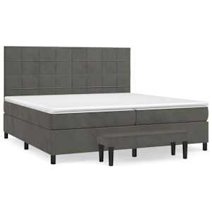 Box spring postel s matrací tmavě šedá 200x200 cm samet - obrázek 2
