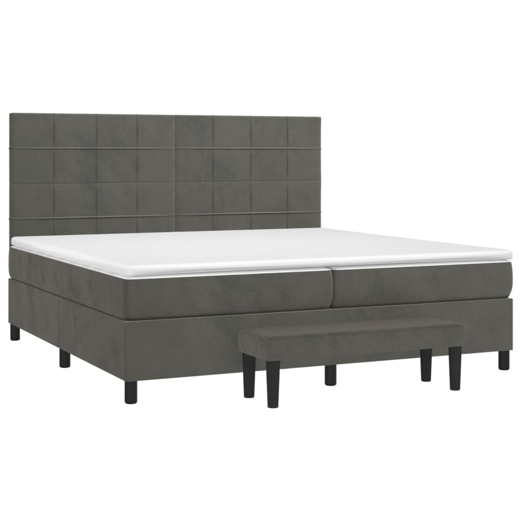 vidaXL Boxspring met matras fluweel donkergrijs 200x200 cm afbeelding