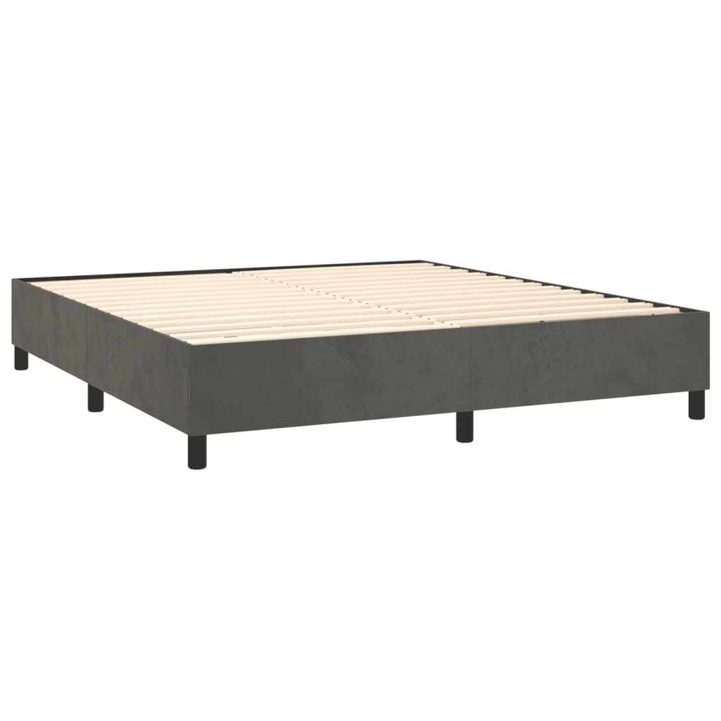 Box spring postelja z vzmetnico temno siva 200x200 cm žamet