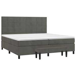 Box spring postel s matrací tmavě šedá 200x200 cm samet - obrázek 3