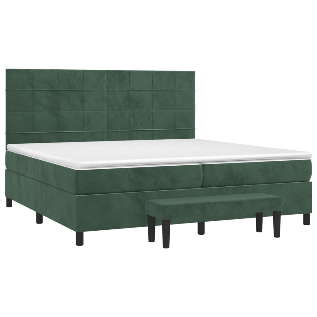 vidaXL Boxspring met matras fluweel donkergroen 200x200 cm