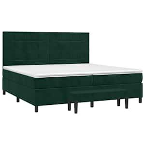 Box spring postel s matrací tmavě zelená 200x200 cm samet - obrázek 3