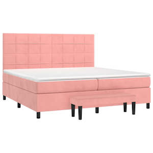 Box spring postel s matrací růžová 200x200 cm samet - obrázek 3