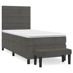 Box spring postelja z vzmetnico temno siva 80x200 cm žamet - slika 2