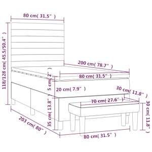 Box spring postelja z vzmetnico črna 80x200 cm žamet - slika 8
