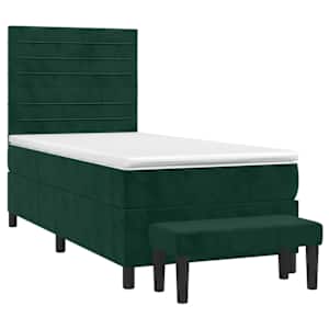 Box spring postelja z vzmetnico temno zelena 80x200 cm žamet - slika 3