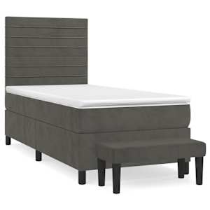 Box spring postel s matrací tmavě šedá 90x190 cm samet - obrázek 2