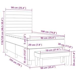 Box spring postel s matrací tmavě zelená 90x190 cm samet - obrázek 9