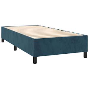 Box spring postelja z vzmetnico temno moder 90x190 cm žamet - slika 4