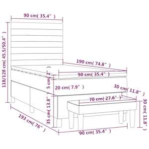 Box spring postelja z vzmetnico roza 90x190 cm žamet - slika 8