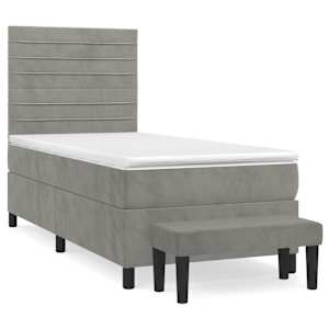 Box spring postel s matrací světle šedá 90x200 cm samet - obrázek 2