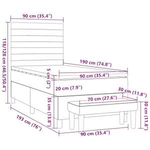 Box spring postelja z vzmetnico temno zelena 90x200 cm žamet - slika 9