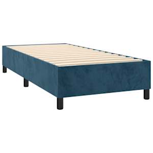 Box spring postelja z vzmetnico temno modra 90x200 cm žamet - slika 4