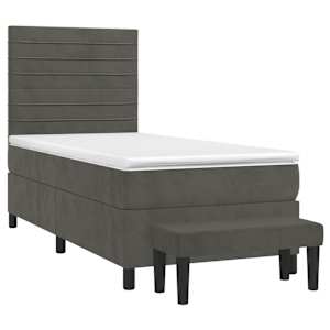 Box spring postel s matrací tmavě šedá 100x200 cm samet - obrázek 3