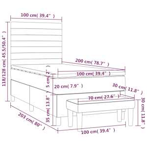 Box spring postelja z vzmetnico črna 100x200 cm žamet - slika 8