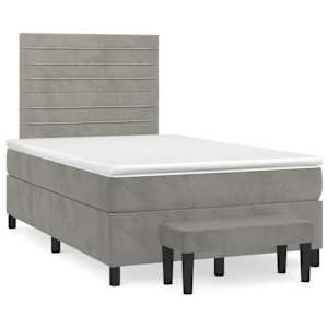 Box spring postel s matrací světle šedá 120 x 200 cm samet - obrázek 2