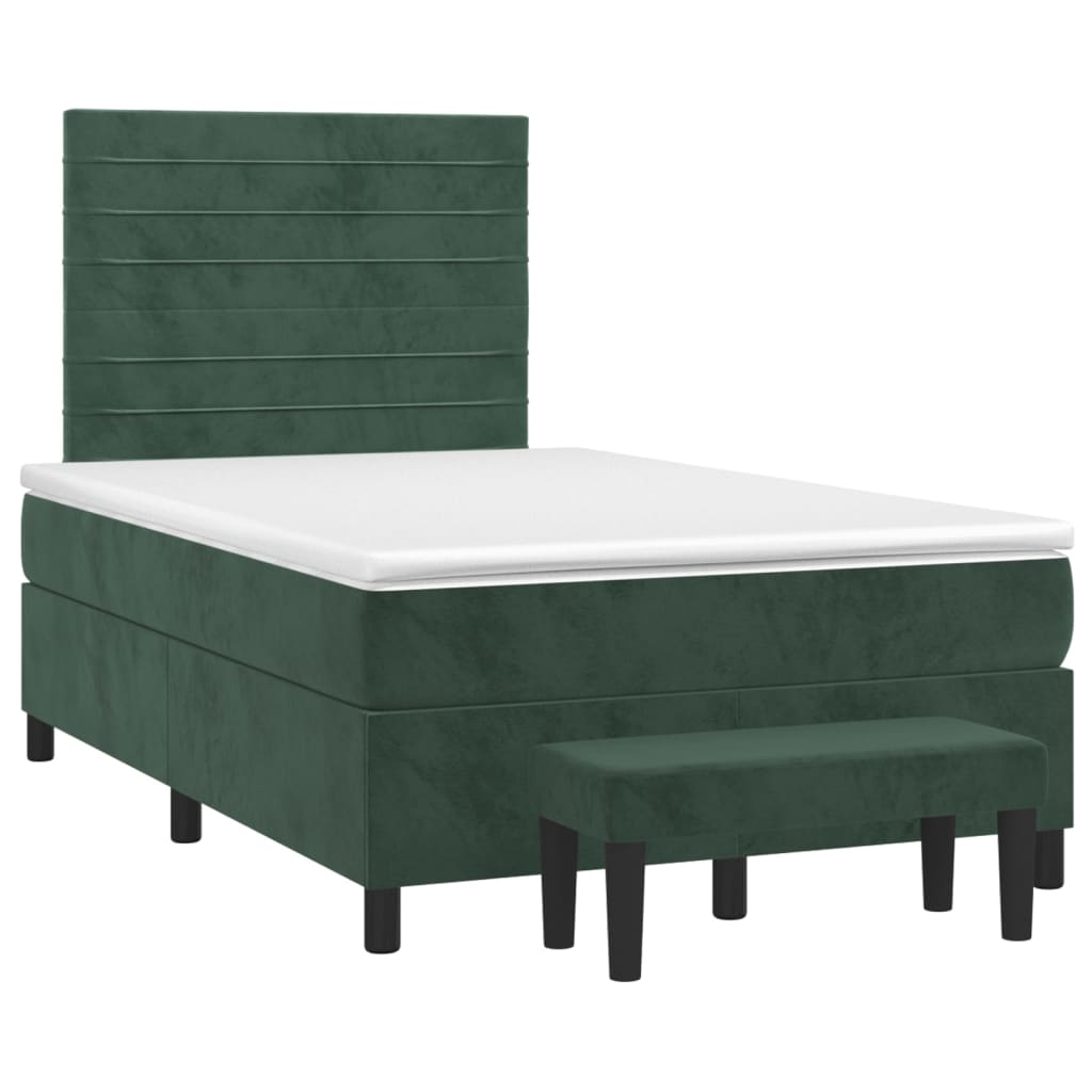vidaXL Boxspring met matras fluweel donkergroen 120x200 cm afbeelding