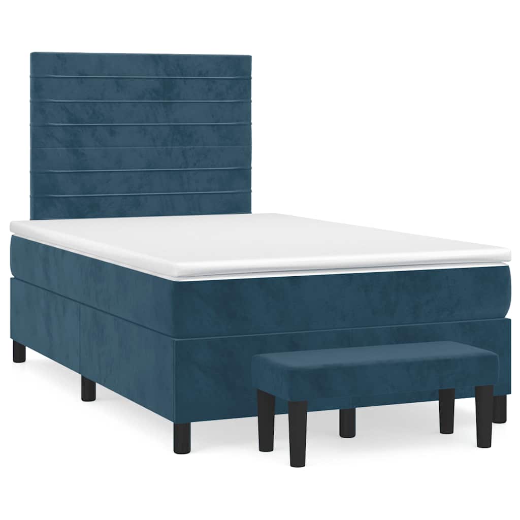 Thumbnail - vidaXL Boxspringbett mit Matratze Dunkelblau 120x200 cm Samt