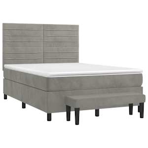 Box spring postel s matrací světle šedá 140x190 cm samet - obrázek 3