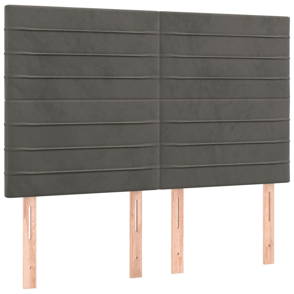 Pat box spring cu saltea, gri închis, 140x190 cm, catifea