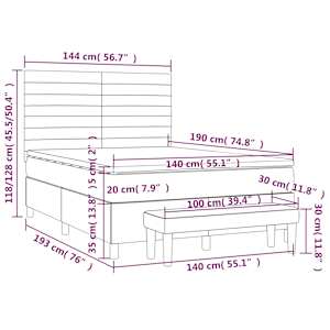 Box spring postel s matrací černá 140 x 190 cm samet - obrázek 8