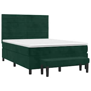 Box spring postel s matrací tmavě zelená 140x190 cm samet - obrázek 3