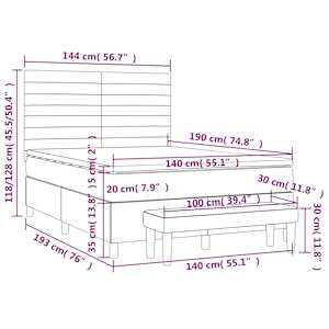 Box spring postel s matrací tmavě modrá 140x190 cm samet - obrázek 9