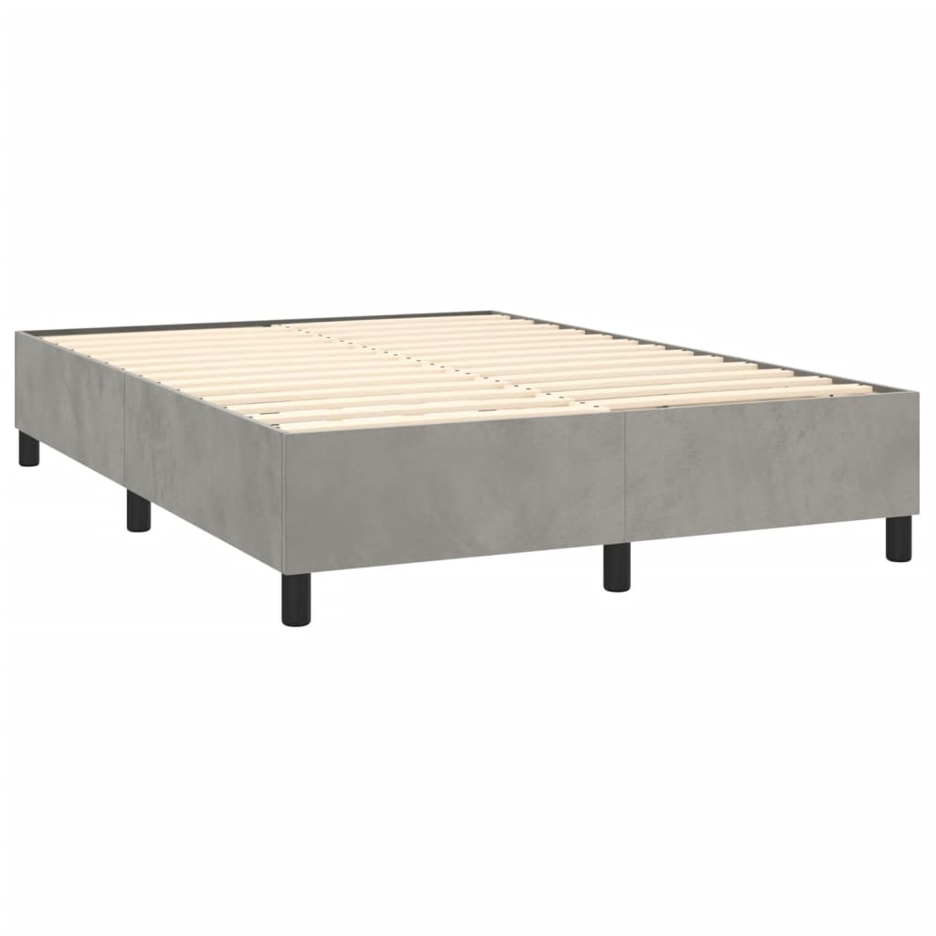 világosszürke bársony rugós ágy matraccal 140x200 cm