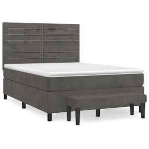 Box spring postel s matrací tmavě šedá 140x200 cm samet - obrázek 2