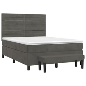 Box spring postel s matrací tmavě šedá 140x200 cm samet - obrázek 3