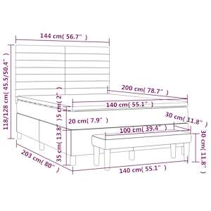 Box spring postel s matrací tmavě šedá 140x200 cm samet - obrázek 8