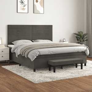 Box spring postel s matrací tmavě šedá 160x200 cm samet - obrázek 1
