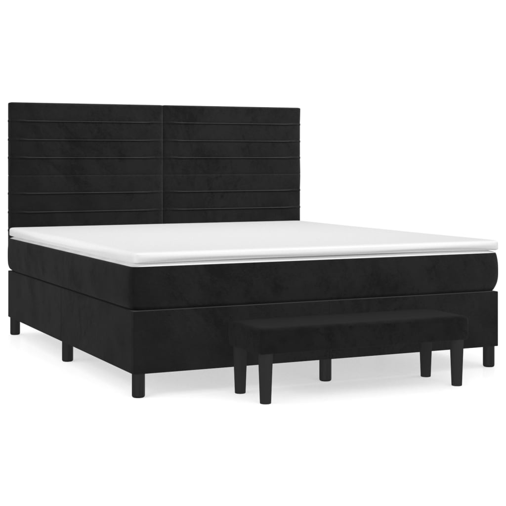 vidaXL Box spring postel s matrací černá 160x200 cm samet
