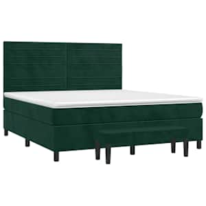 Box spring postel s matrací tmavě zelená 160x200 cm samet - obrázek 3
