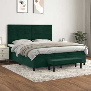 Box spring postel s matrací tmavě zelená 160x200 cm samet - obrázek 1