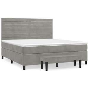 Box spring postel s matrací světle šedá 180x200 cm samet - obrázek 2