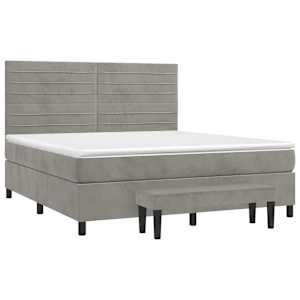 Box spring postel s matrací světle šedá 180x200 cm samet - obrázek 3