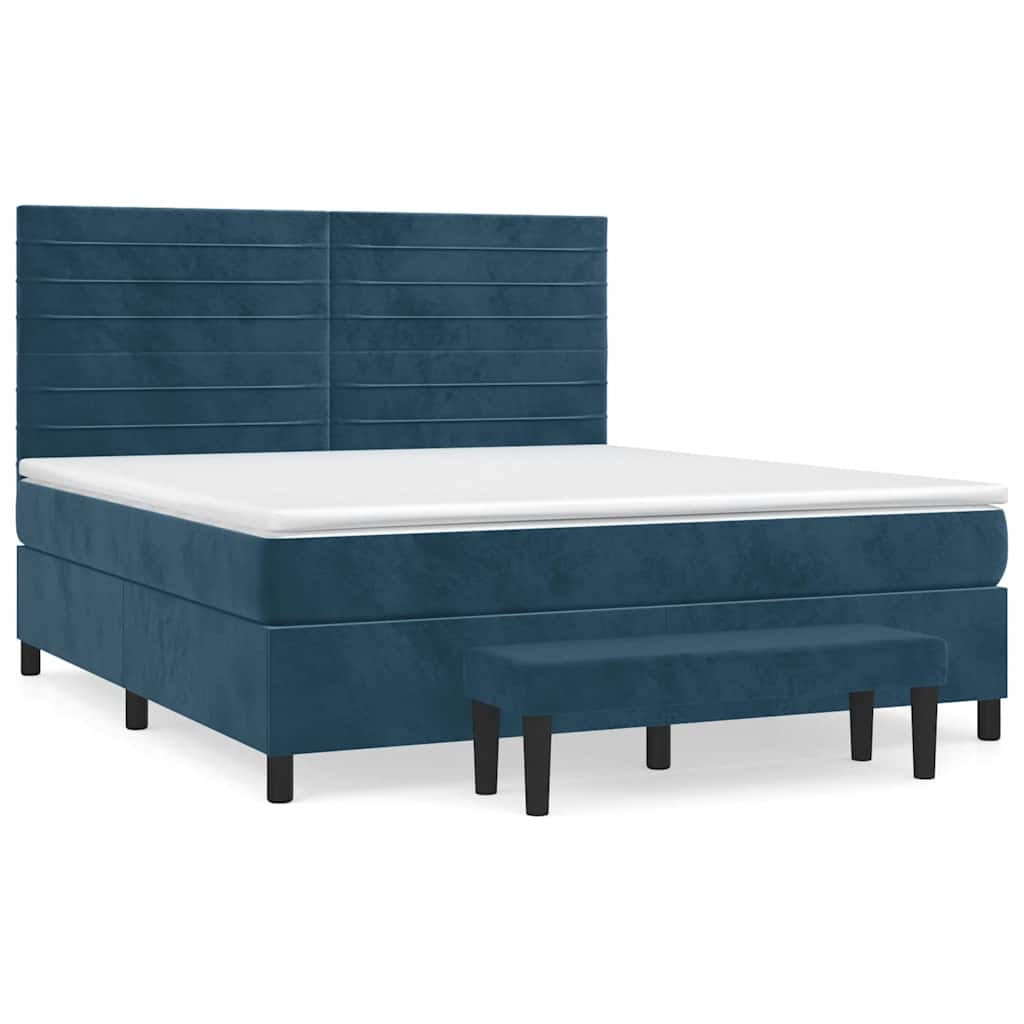 vidaXL Posteľný rám boxsping s matracom tmavomodrý 180x200 cm zamat