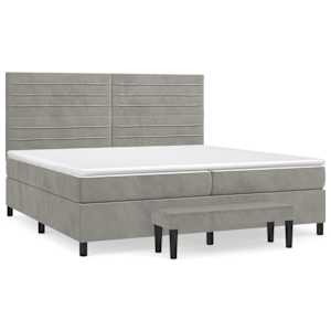 Box spring postel s matrací světle šedá 200x200 cm samet - obrázek 2